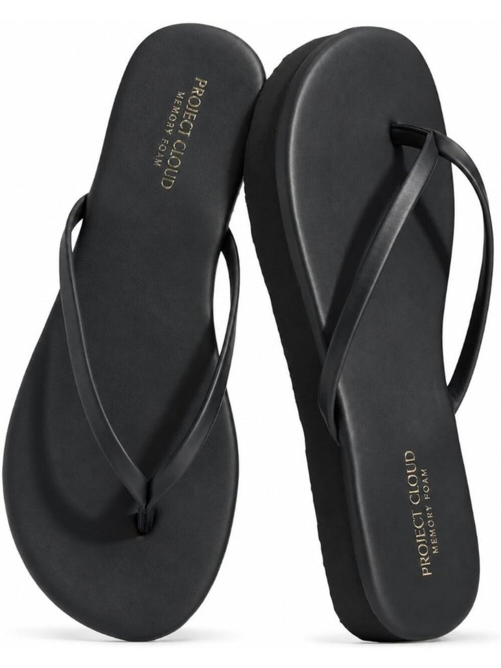 Women's Black Summer Lightweight Non-Slip Memory Foam Insole Flip Flops Sandals